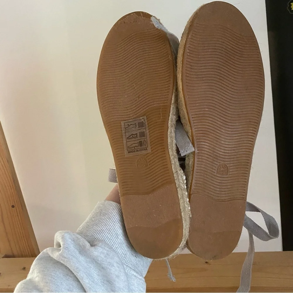 Soludos Gray Lauren Lace Up Espadrille Shoes 9.5